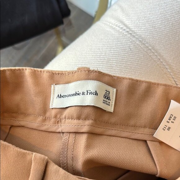 👖 Abercrombie & Fitch Camel High-Waisted Wide Leg Trousers | Size 23 Short NWT - Picture 2 of 6